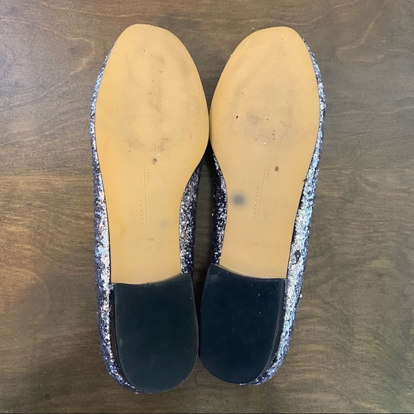 Zara Silver Glitter Loafers Size 39/8 - Picture 5 of 10